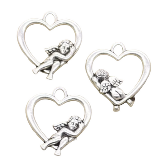 20pcs Charms Heart Lover Angel Cupid 20x18mm Antique Bronze Silver Pendants DIY Making Findings Tibetan Jewellery