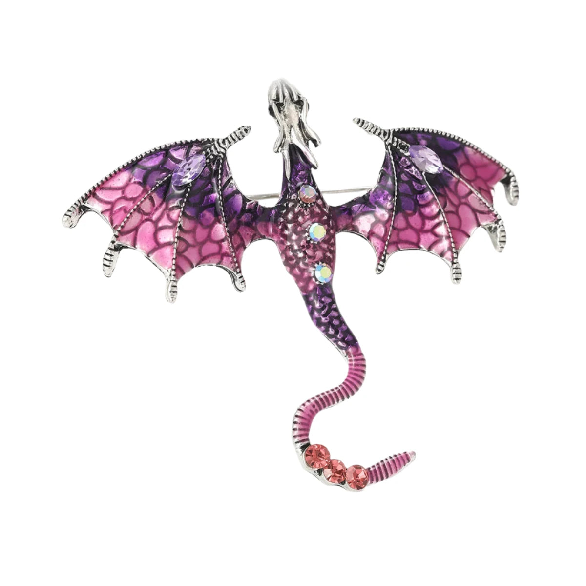 Metal Flying Dragon Brooches for Women Unisex Animal Pin Backed Enamel Large Party Casual Accessories Gifts