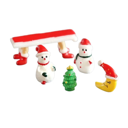 5pcs/Set Snowman Christmas Tree Bench Figurine Miniature Mini Garden Craft Toys
