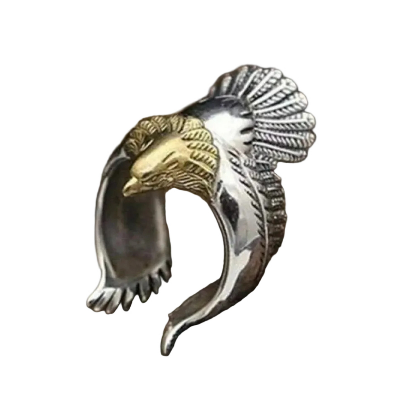 Stainless Steel Retro Eagle Bird Wings Open Ring Mens Jewellery Fashion Gold