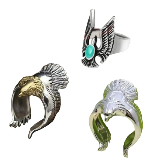 Stainless Steel Retro Eagle Bird Wings Open Ring Mens Jewellery Fashion Gold