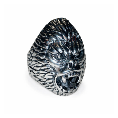 Stainless Steel Bikie Ring Mens Rings Ape Face