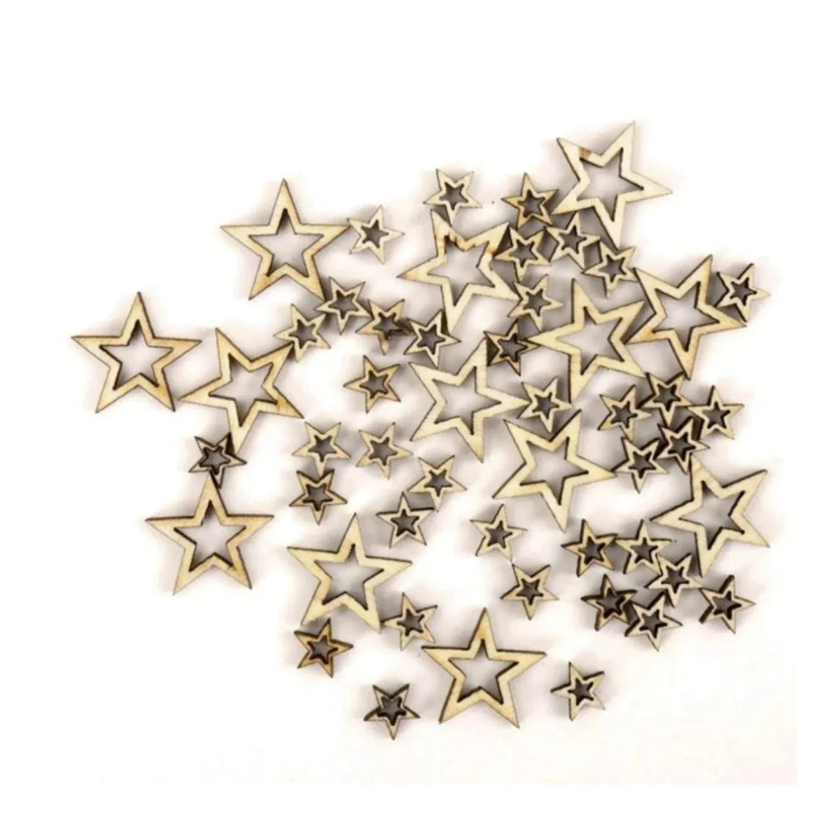 50/100pcs Wooden Stars Confetti 10-30mm Wood Crafts Decorations Centre-Removed