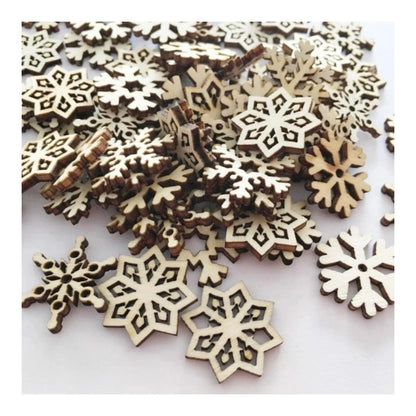 50pcs Natural Wood Craft Christmas Pendant Hanging Ornament Reindeer Xmas Tree Snowflakes New Year Decor Home Decorations