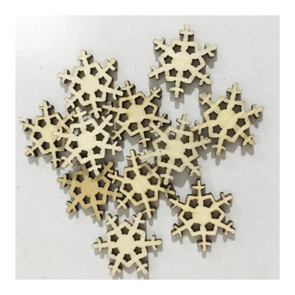 50pcs Natural Wood Craft Christmas Pendant Hanging Ornament Reindeer Xmas Tree Snowflakes New Year Decor Home Decorations