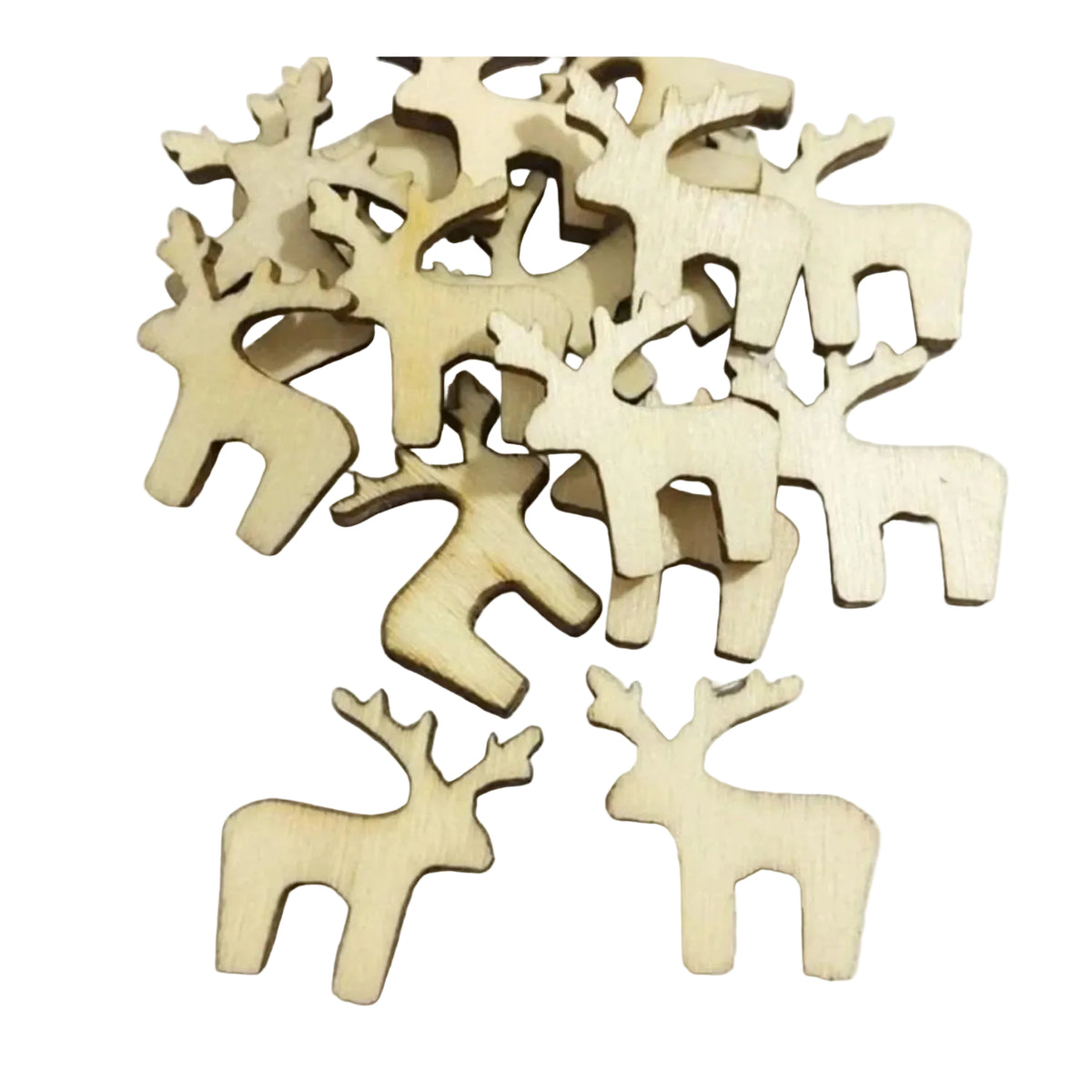50pcs Natural Wood Craft Christmas Pendant Hanging Ornament Reindeer Xmas Tree Snowflakes New Year Decor Home Decorations