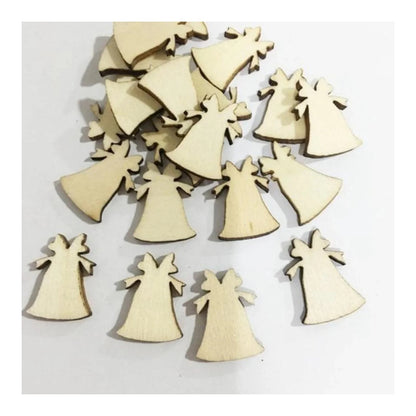 50pcs Natural Wood Craft Christmas Pendant Hanging Ornament Reindeer Xmas Tree Snowflakes New Year Decor Home Decorations