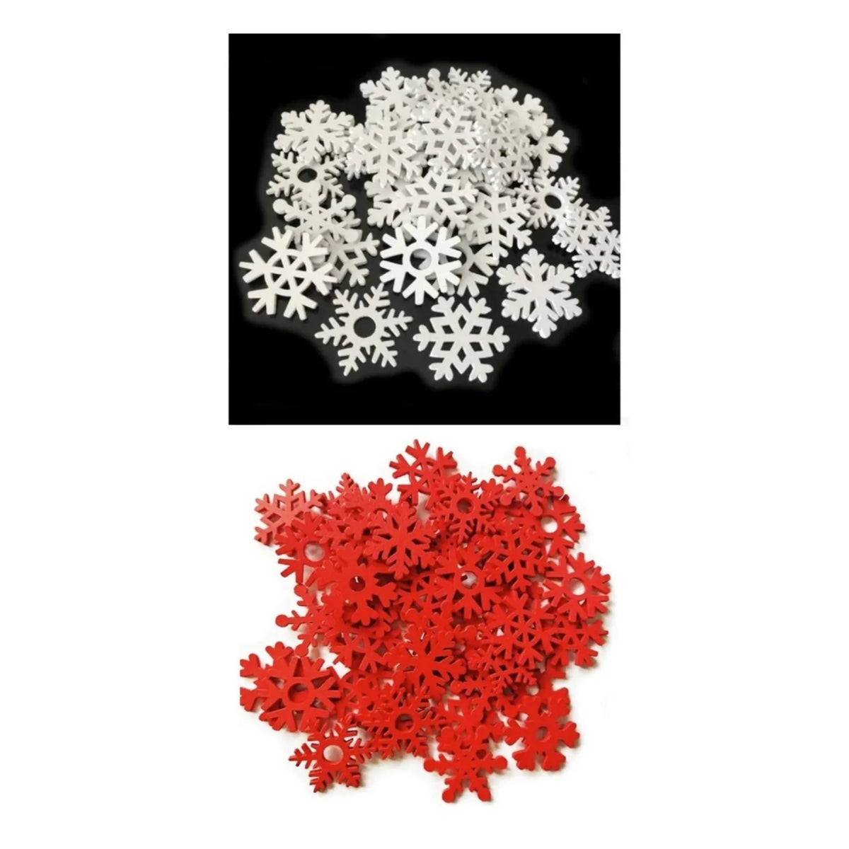 200pcs 3.5cm White Red Wooden Snowflakes Christmas Snow Craft Pendant Hanging Ornament Xmas New Year Decor Home Decorations
