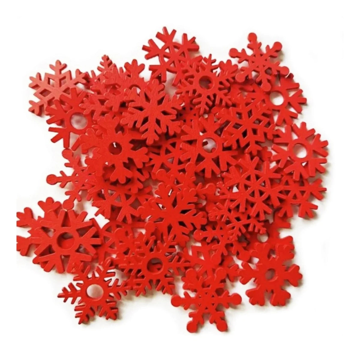200pcs 3.5cm White Red Wooden Snowflakes Christmas Snow Craft Pendant Hanging Ornament Xmas New Year Decor Home Decorations