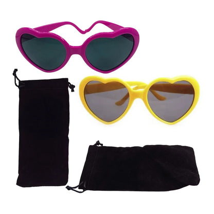 2 Pairs Quality Diffraction Glasses Love Heart Shape Hovering Effect Women's