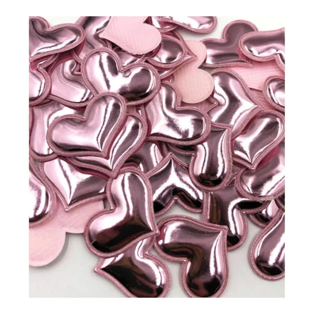50pcs Glossy Shiny Padded Patches Heart Shape Garment Appliques For Decoration DIY Accessories Toy Craft Clothing  PU Leather