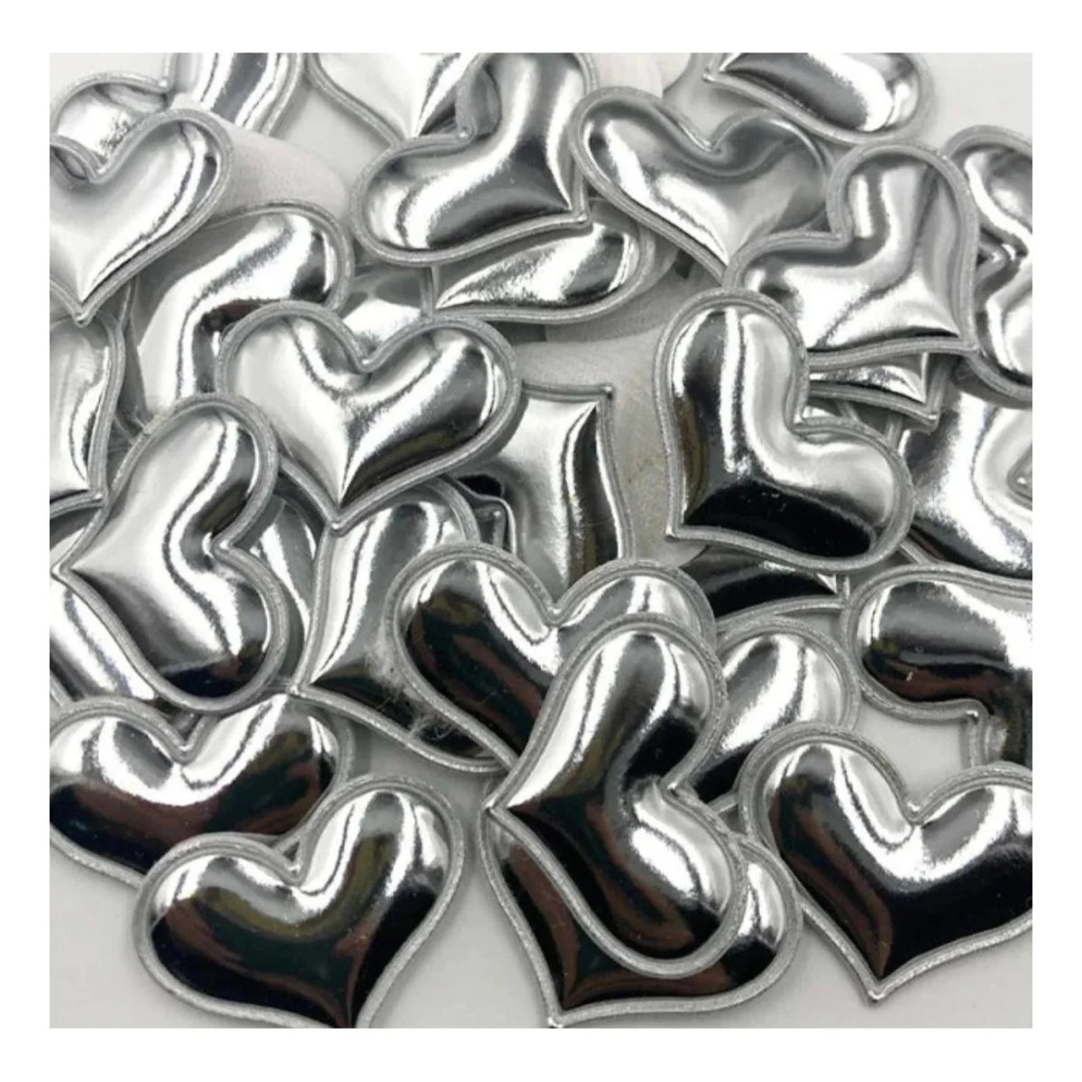 50pcs Glossy Shiny Padded Patches Heart Shape Garment Appliques For Decoration DIY Accessories Toy Craft Clothing  PU Leather