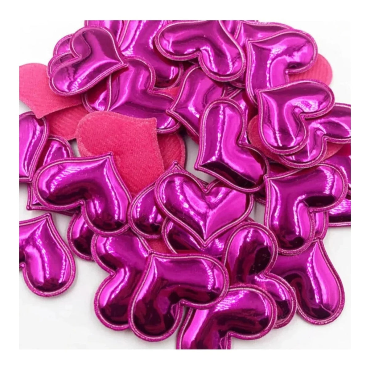 50pcs Glossy Shiny Padded Patches Heart Shape Garment Appliques For Decoration DIY Accessories Toy Craft Clothing  PU Leather