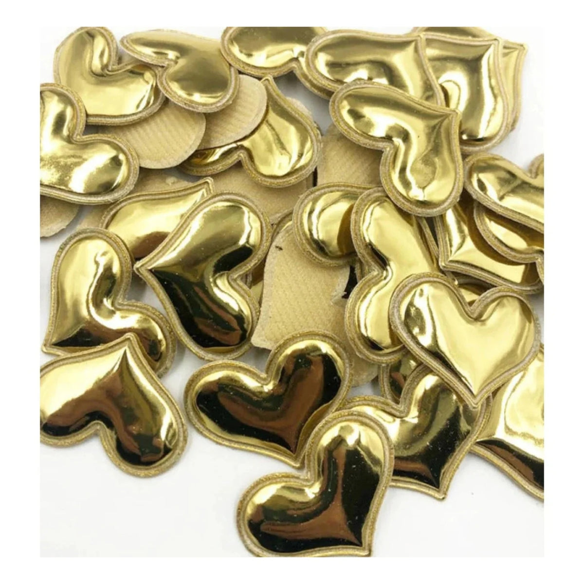 50pcs Glossy Shiny Padded Patches Heart Shape Garment Appliques For Decoration DIY Accessories Toy Craft Clothing  PU Leather