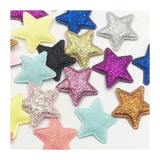 50pcs Sparkling Padded Glitter Stars Clothing Appliques DIY Apparel Accessories Christmas Decorations Large Patch Craft Toy Shapes PU Leather
