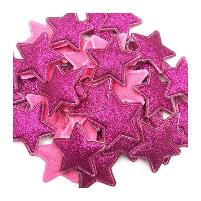 50pcs Sparkling Padded Glitter Stars Clothing Appliques DIY Apparel Accessories Christmas Decorations Large Patch Craft Toy Shapes PU Leather