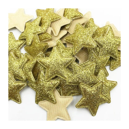 50pcs Sparkling Padded Glitter Stars Clothing Appliques DIY Apparel Accessories Christmas Decorations Large Patch Craft Toy Shapes PU Leather