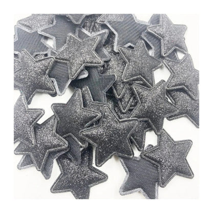 50pcs Sparkling Padded Glitter Stars Clothing Appliques DIY Apparel Accessories Christmas Decorations Large Patch Craft Toy Shapes PU Leather