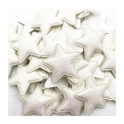50pcs Sparkling Padded Glitter Stars Clothing Appliques DIY Apparel Accessories Christmas Decorations Large Patch Craft Toy Shapes PU Leather