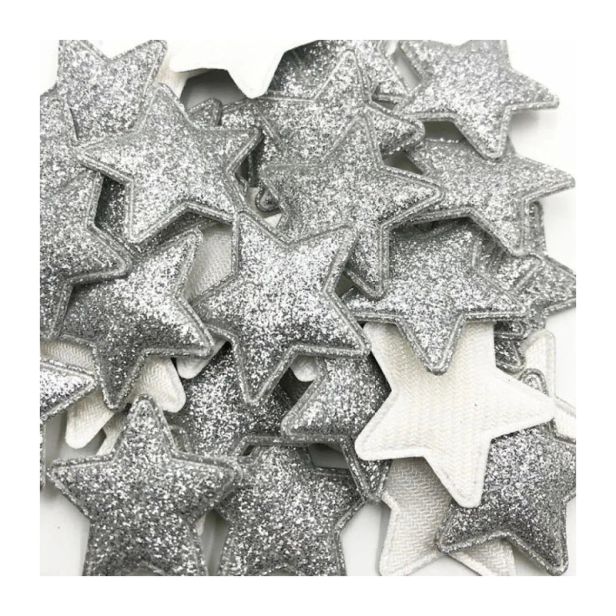 50pcs Sparkling Padded Glitter Stars Clothing Appliques DIY Apparel Accessories Christmas Decorations Large Patch Craft Toy Shapes PU Leather