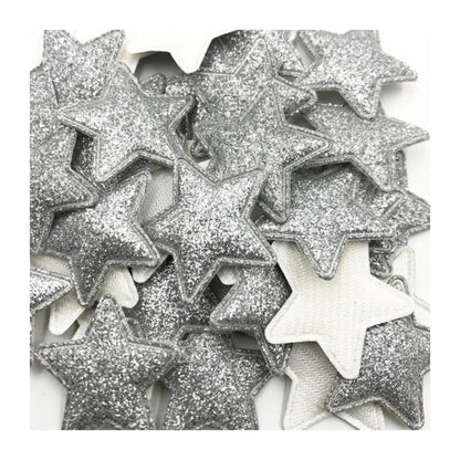 50pcs Sparkling Padded Glitter Stars Clothing Appliques DIY Apparel Accessories Christmas Decorations Large Patch Craft Toy Shapes PU Leather