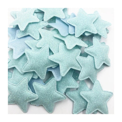 50pcs Sparkling Padded Glitter Stars Clothing Appliques DIY Apparel Accessories Christmas Decorations Large Patch Craft Toy Shapes PU Leather