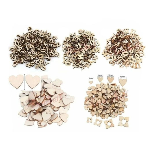 Wooden Numbers Alphabet Letters Hearts DIY Craft Wood Lettering