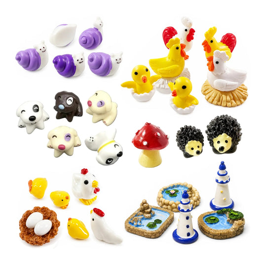 3-8pcs Figurines Mini Chick Snails Mushrooms Turtles Animal Fairy Garden Miniature Crafts Toys