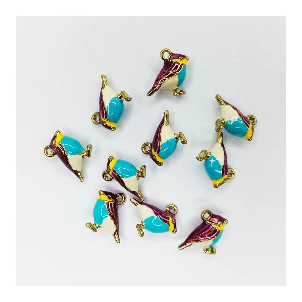 10pcs Figurine Birds Resin Metal Wings Charms 17mm Jewellery Findings Necklace Pendant