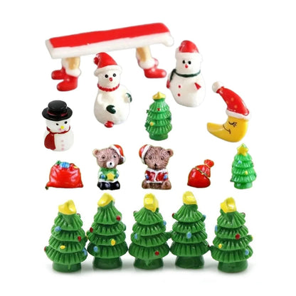 5pcs/Set Snowman Christmas Tree Bench Figurine Miniature Mini Garden Craft Toys