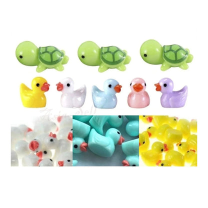 7pcs/10pcs Miniature Mini Garden Turtle Duck Animal Figurines Craft Set A