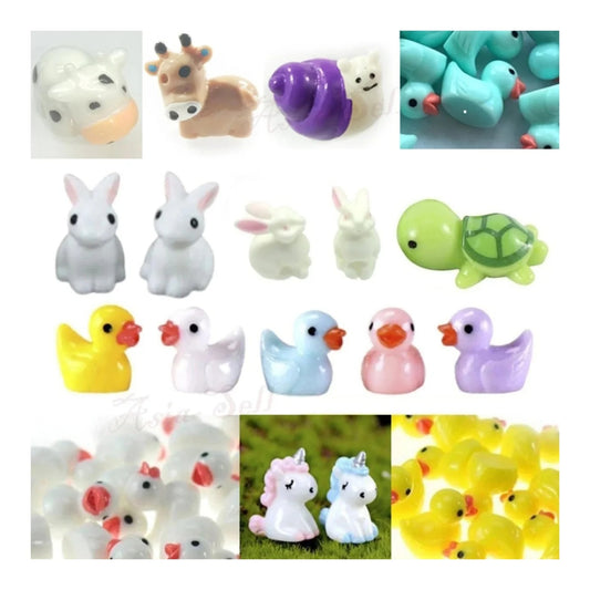 7pcs/10pcs Miniature Mini Garden Cow Rabbit Turtle Duck Animal Figurines Craft Toys