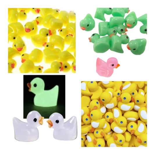 10pcs Miniature Mini Garden Green Yellow Glow in the Dark Ducks Animal Figurines Craft
