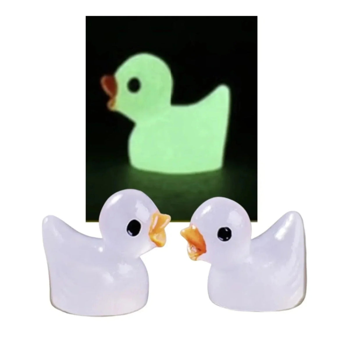 10pcs Miniature Mini Garden Green Yellow Glow in the Dark Ducks Animal Figurines Craft