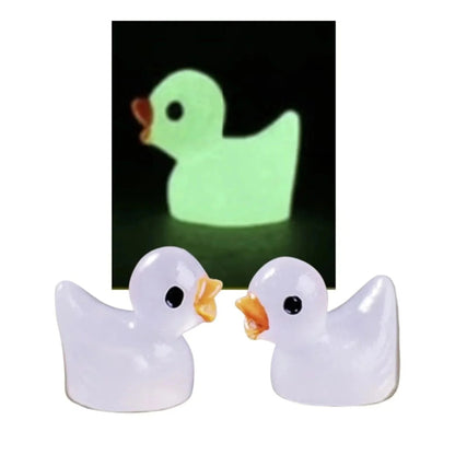 10pcs Miniature Mini Garden Green Yellow Glow in the Dark Ducks Animal Figurines Craft