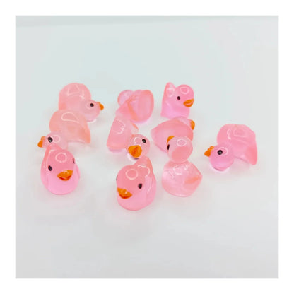 10pcs Miniature Mini Garden Green Yellow Glow in the Dark Ducks Animal Figurines Craft