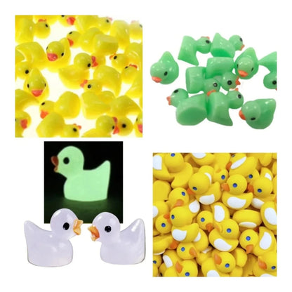 10pcs Miniature Mini Garden Green Yellow Glow in the Dark Ducks Animal Figurines Craft