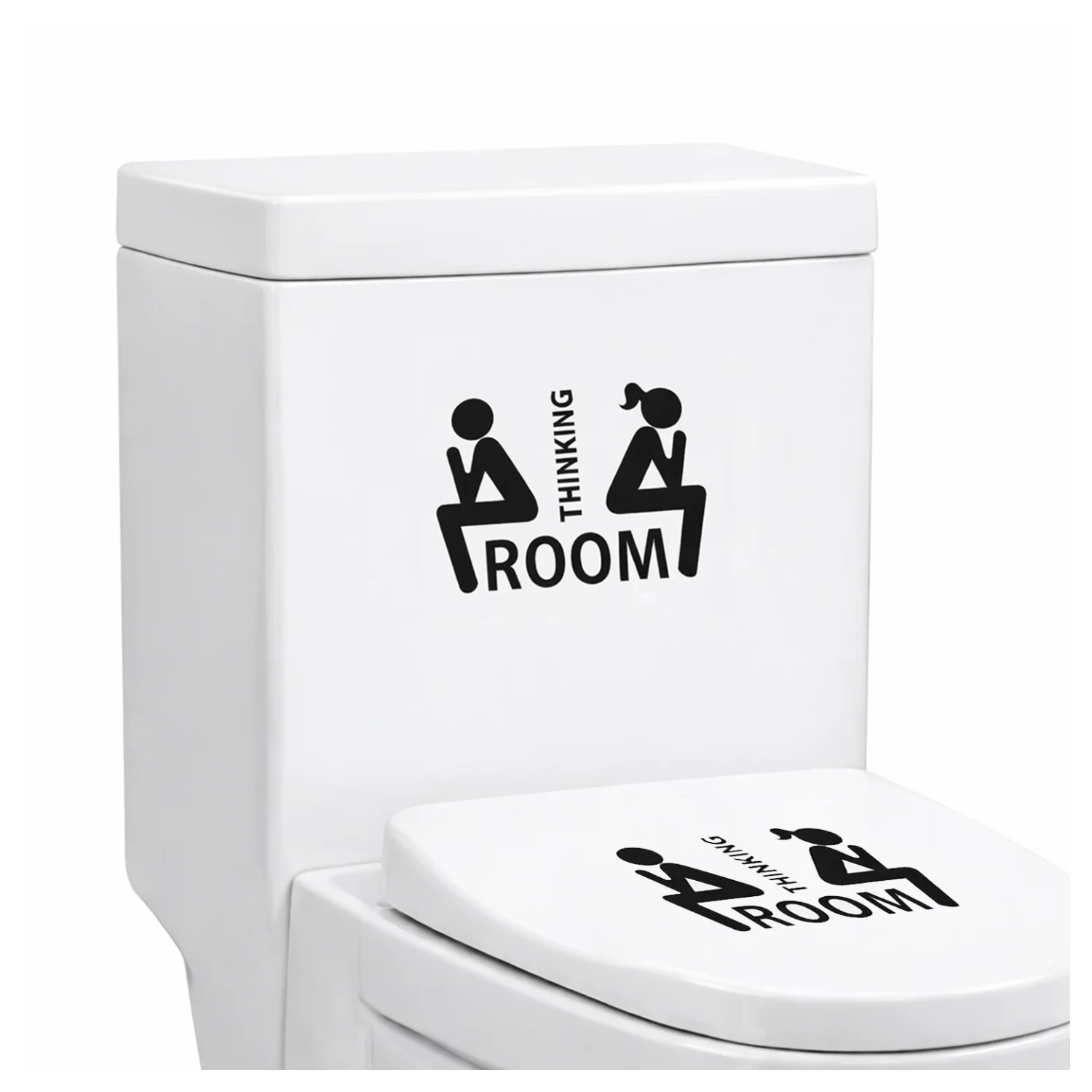 Toilet Seat Lid Sticker Thinking Room Bathroom Decals Removable Wall Art Tiles
