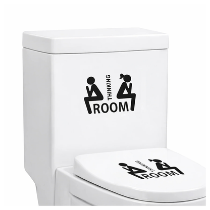 Toilet Seat Lid Sticker Thinking Room Bathroom Decals Removable Wall Art Tiles