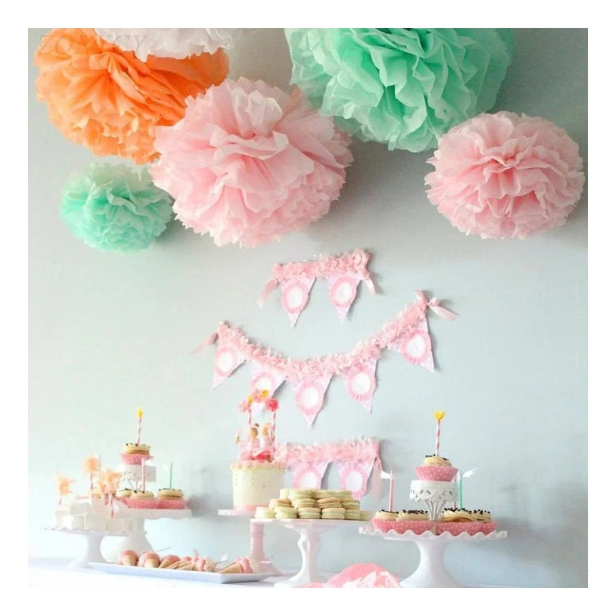 5pcs 6"-10" Tissue Paper Wedding Baby Shower Birthday Party Pom Poms