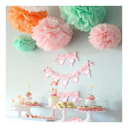 5pcs 6"-10" Tissue Paper Wedding Baby Shower Birthday Party Pom Poms