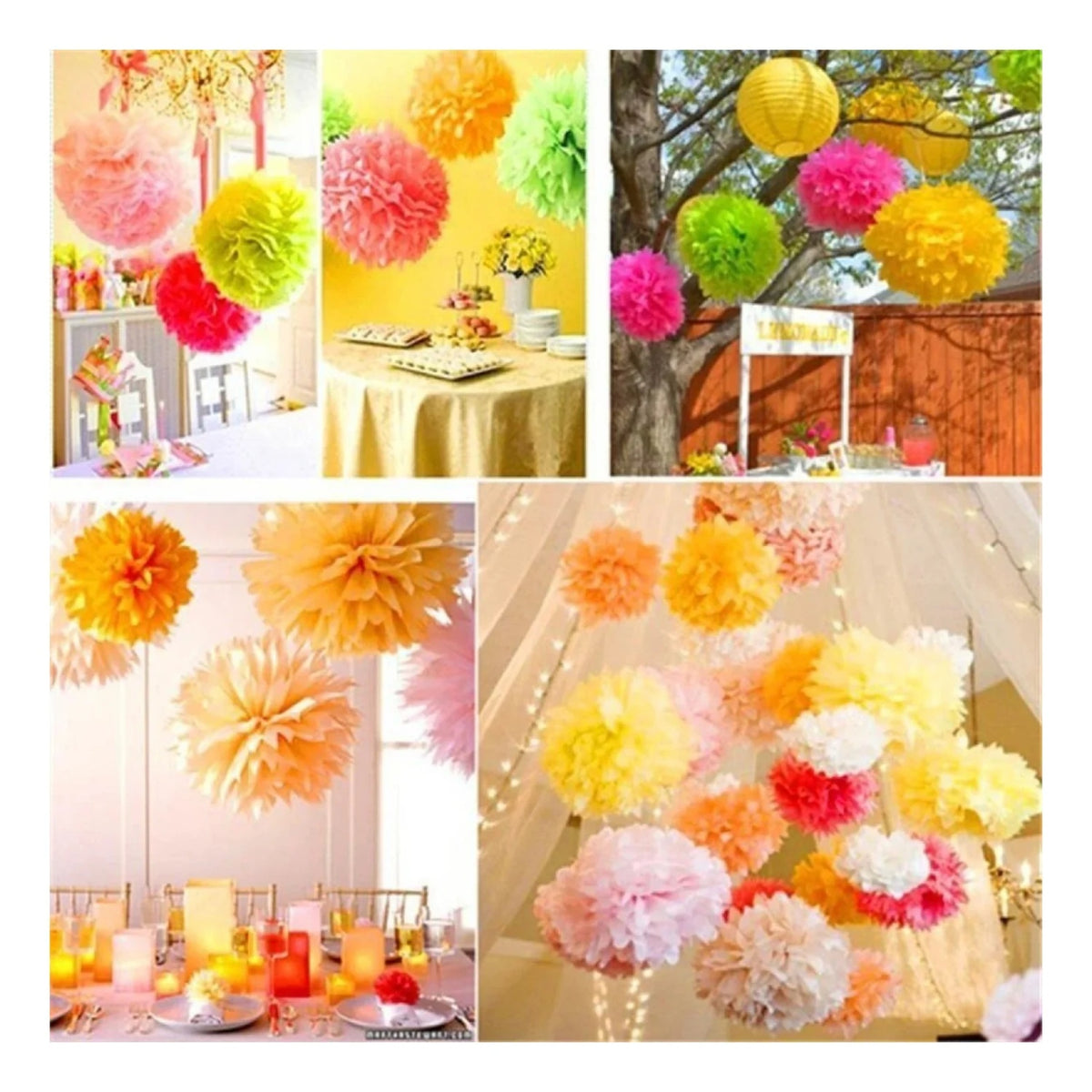 5pcs 6"-10" Tissue Paper Wedding Baby Shower Birthday Party Pom Poms