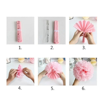 5pcs 6"-10" Tissue Paper Wedding Baby Shower Birthday Party Pom Poms