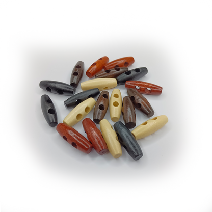 4pcs / 20pcs Wood Sewing Horn Toggle Buttons Hat String Cord Pull Cloth Accessories 2 Holes