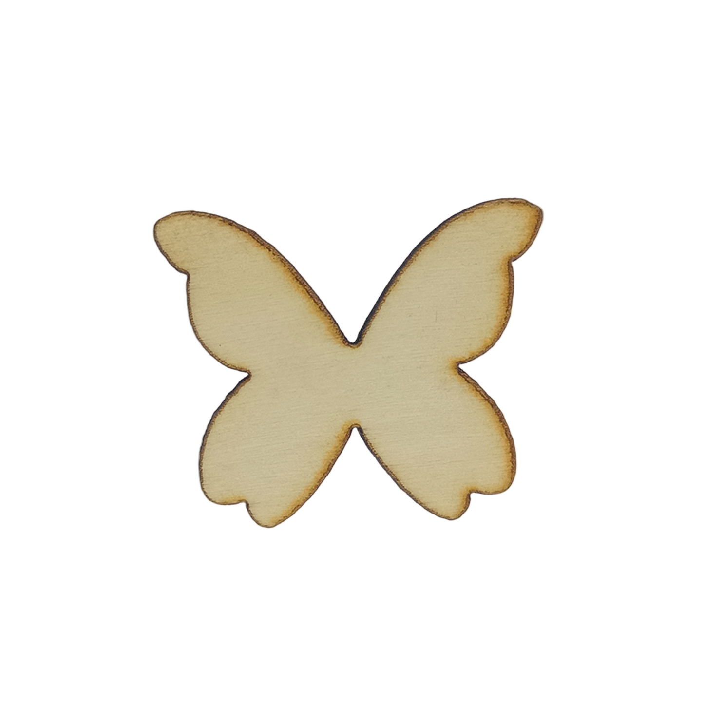 Wooden butterfly shape on a light gray background | Back