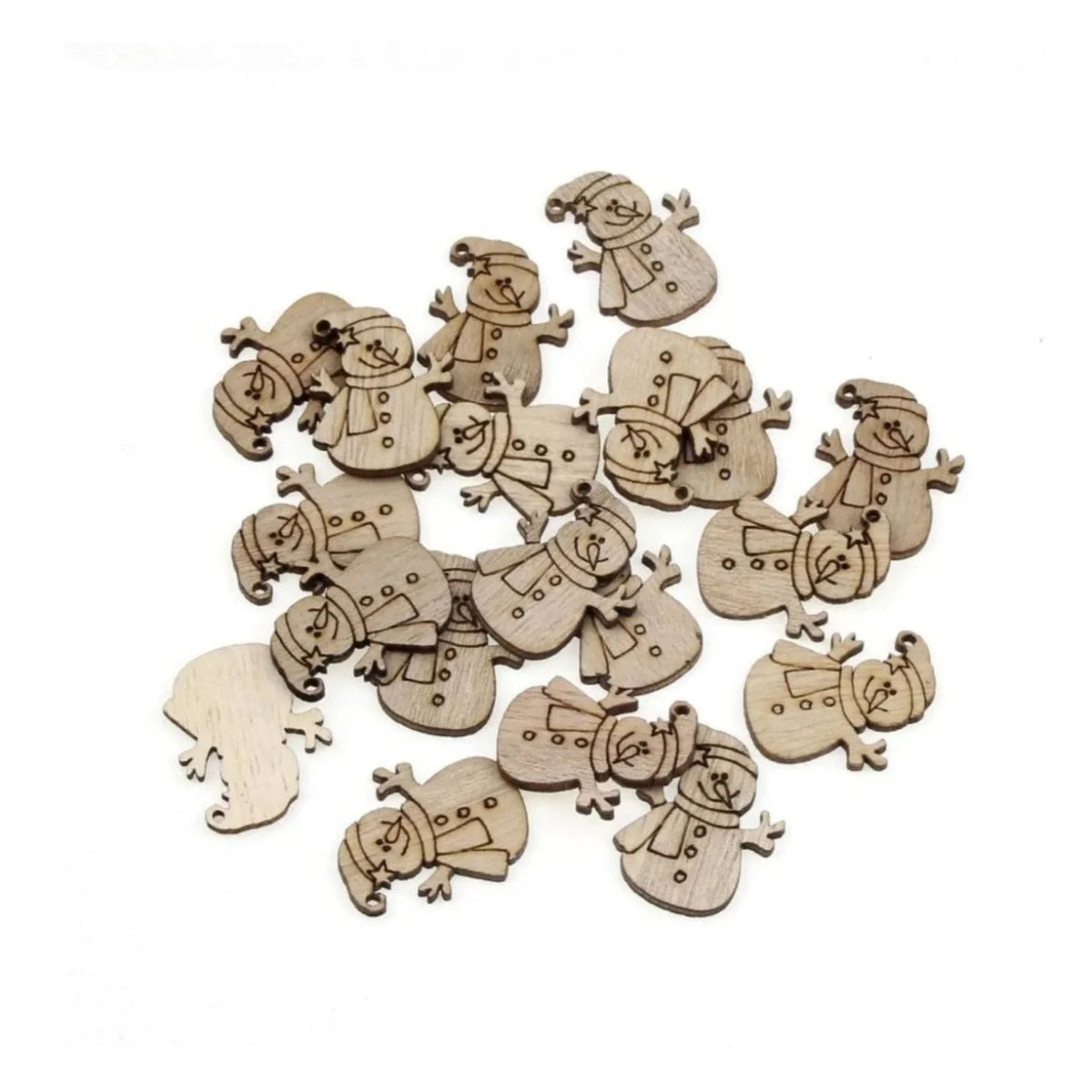 20pcs Wooden Snowman Scrapbooking Dark Laser Cut Engraved Christmas 28x30mm Craft