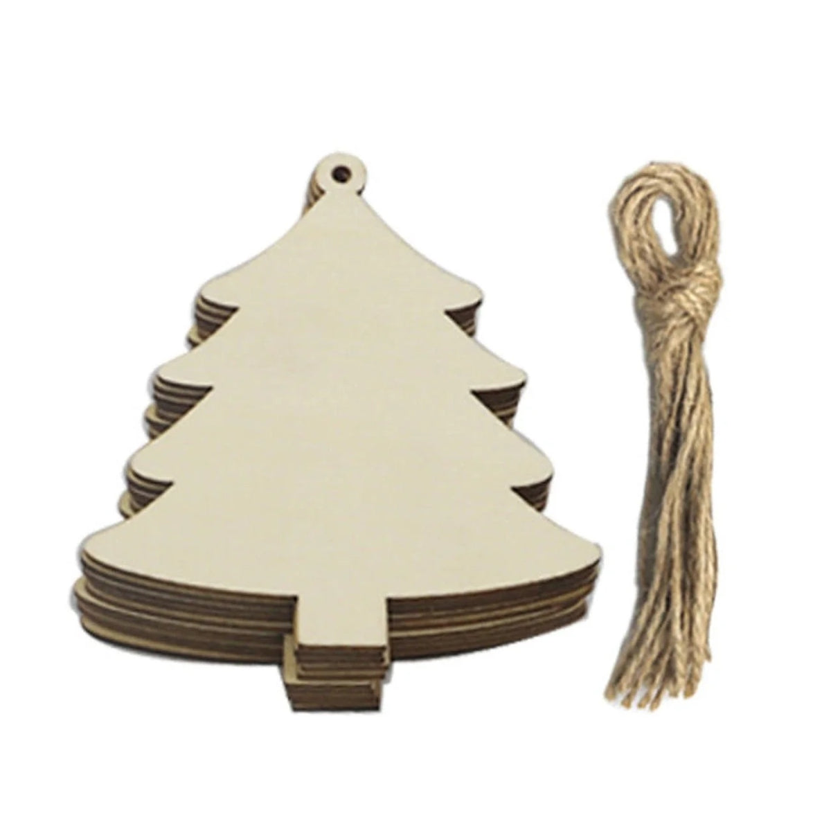 10pcs Wooden Blanks with Thread Christmas Hanging Ornament Forms Tree Bell Star Bauble Snowflake for DIY Craft