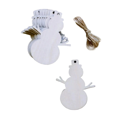 10pcs Wooden Blanks with Thread Christmas Hanging Ornament Forms Tree Bell Star Bauble Snowflake for DIY Craft
