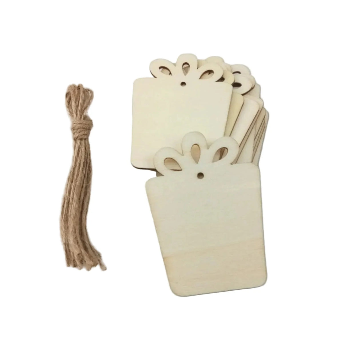 10pcs Wooden Blanks with Thread Christmas Hanging Ornament Forms Tree Bell Star Bauble Snowflake for DIY Craft