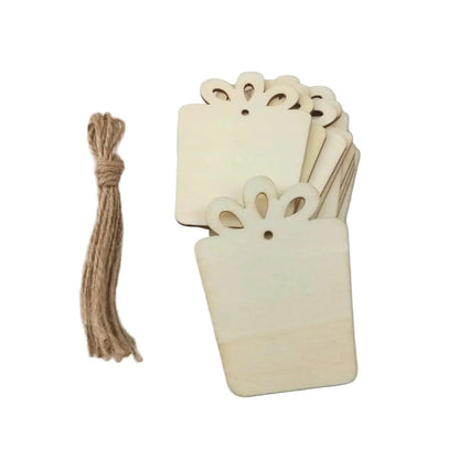 10pcs Wooden Blanks with Thread Christmas Hanging Ornament Forms Tree Bell Star Bauble Snowflake for DIY Craft